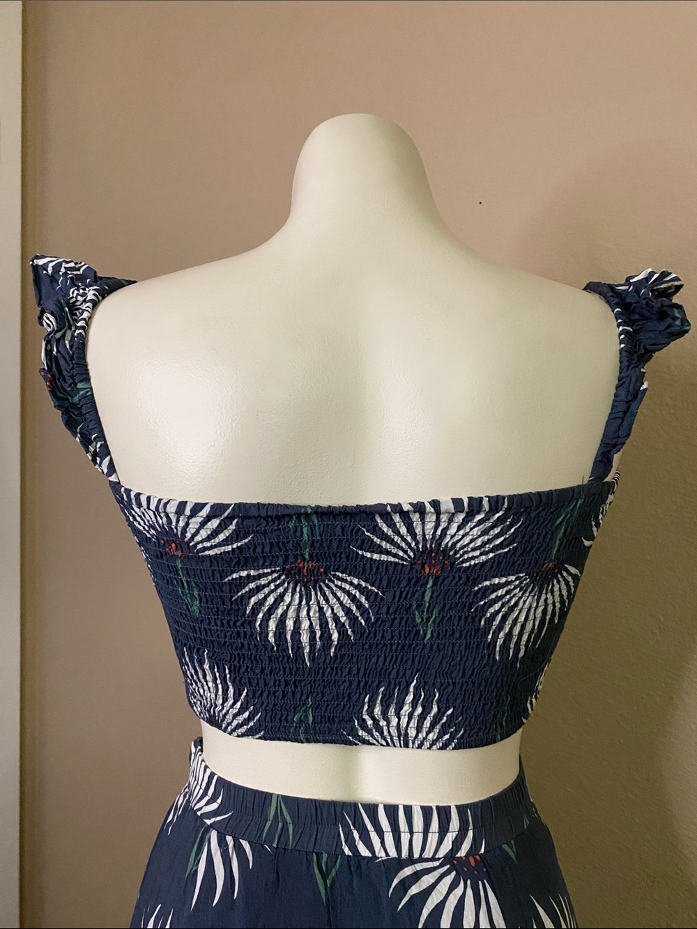 Lulus blue Floral Print boho festival Maxi Skirt & crop top set S - Picture 5 of 13